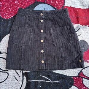 ROXY BLACK CORDUROY BUTTON FRONT SKIRT SIZE SMALL